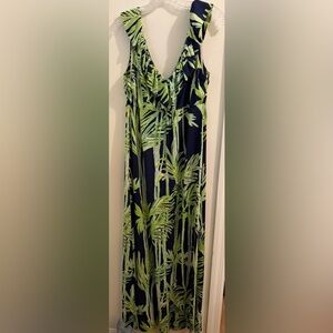 Lilly Pulitzer Navy Maxi Dress with Green Palm Print